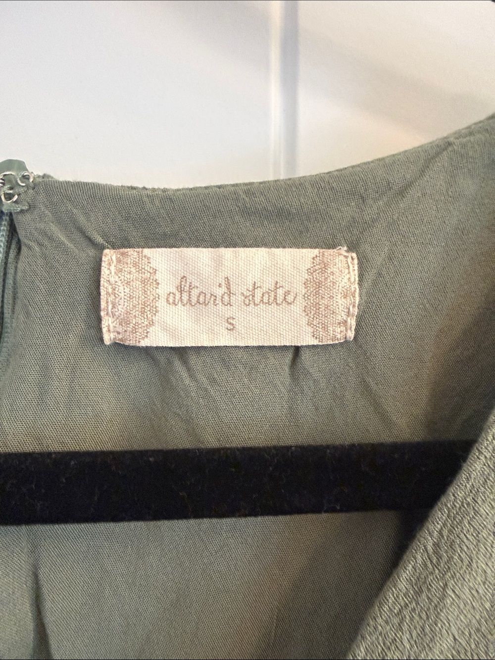 Altar'd State Olive Green Ruffle Babydoll Mini Dress with Pockets Small - Picture 2 of 7
